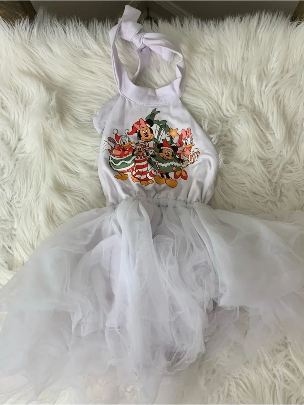 Disney White Minnie Mouse Tutu Halter Kids Costume Dress Size 18M